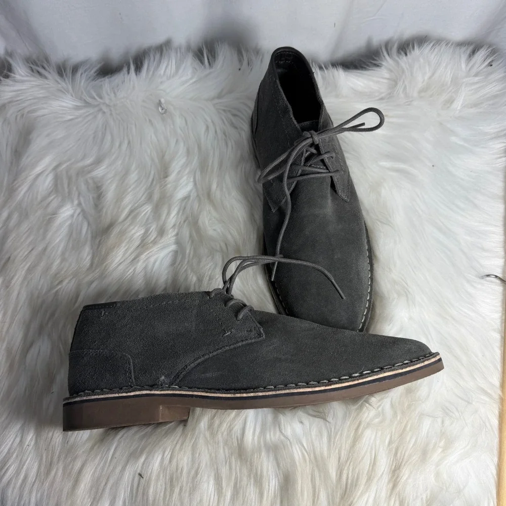 Kenneth Cole New York Mens Steven Chukka Boots Grey Suede Leather Size 11 M